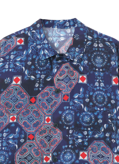 CHINOISERIE-C PRINTED OPEN COLLAR SHIRT