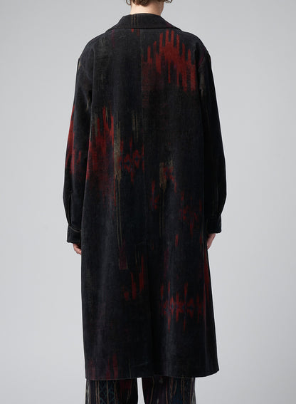 BLACK, RED AND GREEN ABSTRACT PRINT COAT