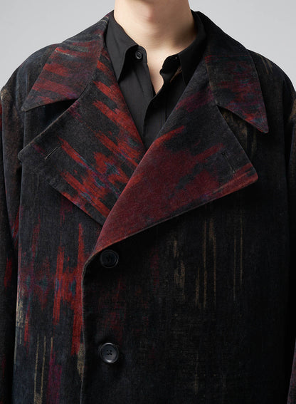 BLACK, RED AND GREEN ABSTRACT PRINT COAT