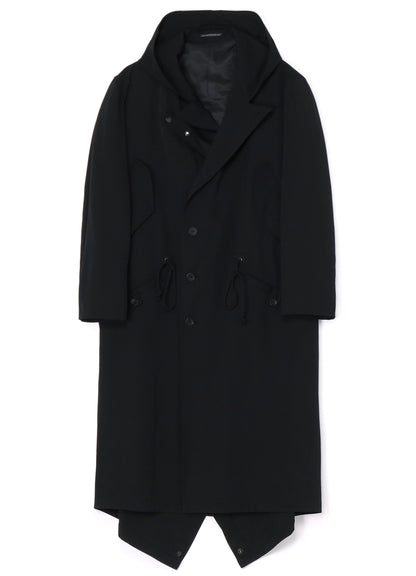 WOOL GABARDINE HOOD PEAK MODS COAT