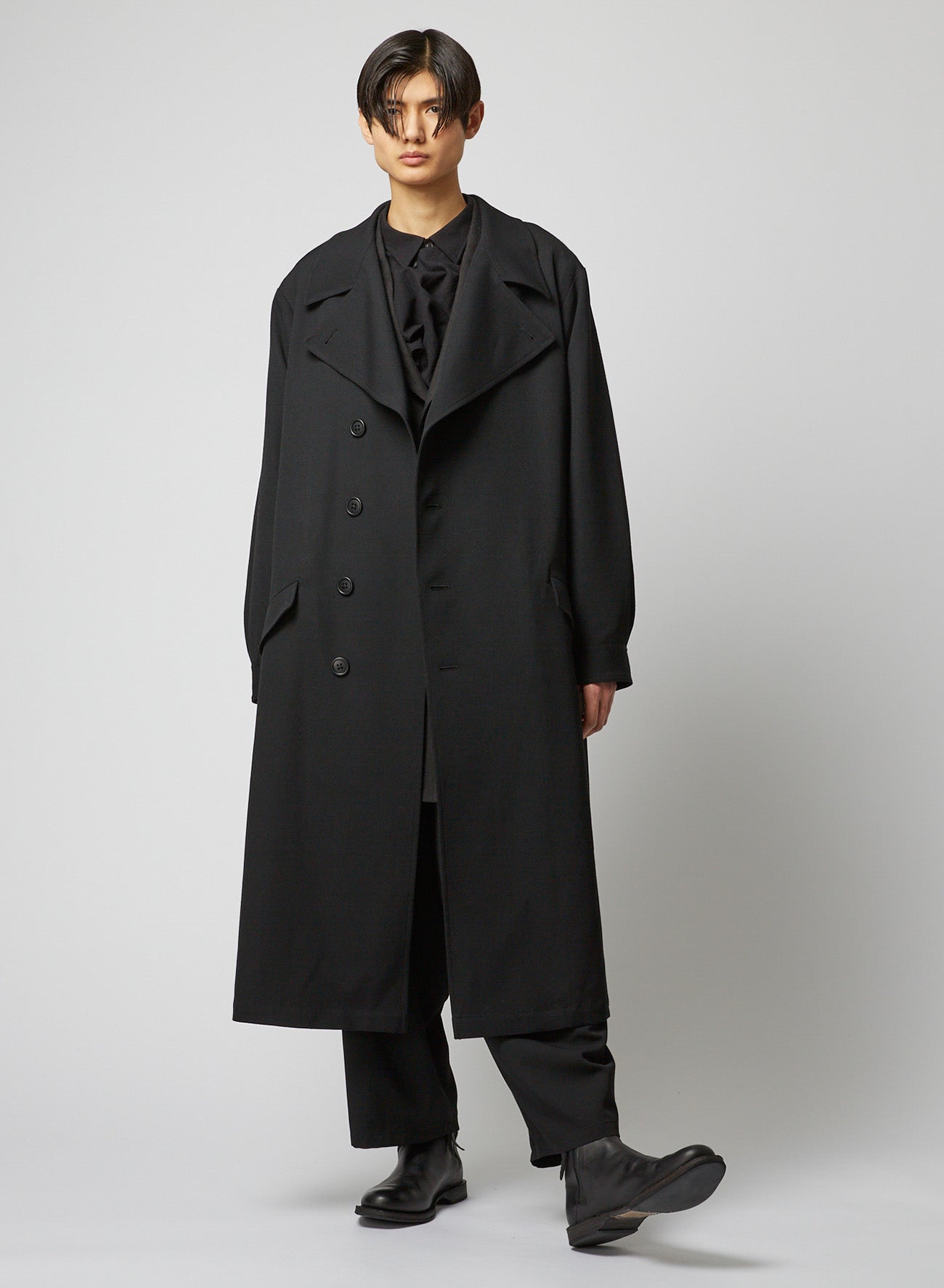 FLAX WOOL CLOTH SIDE BUTTON JACKET