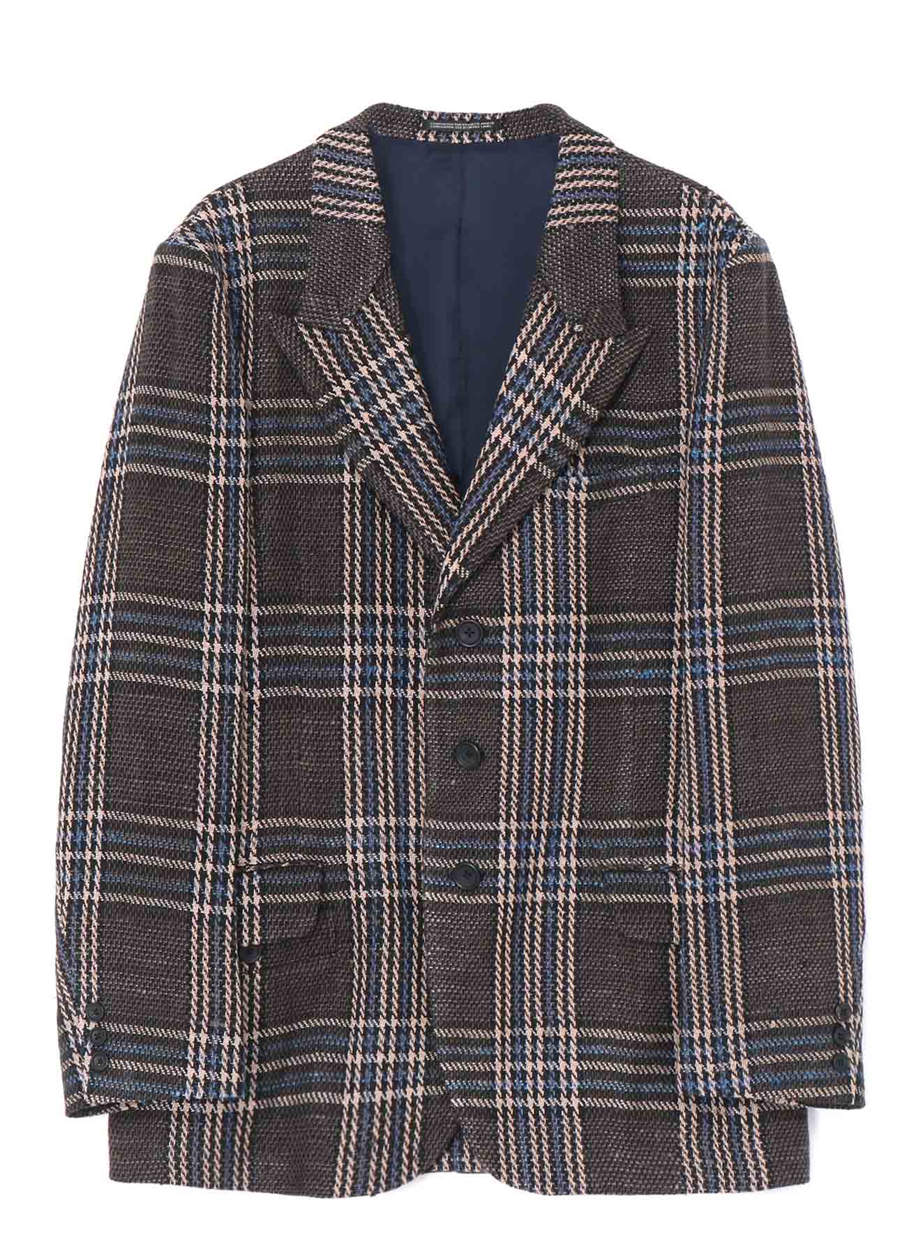 INDIAN PLAID PEAK LAPEL JACKET