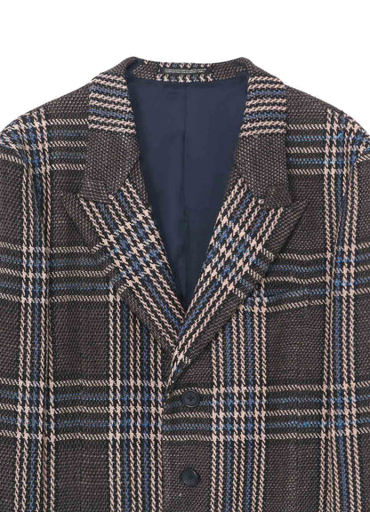 INDIAN PLAID PEAK LAPEL JACKET