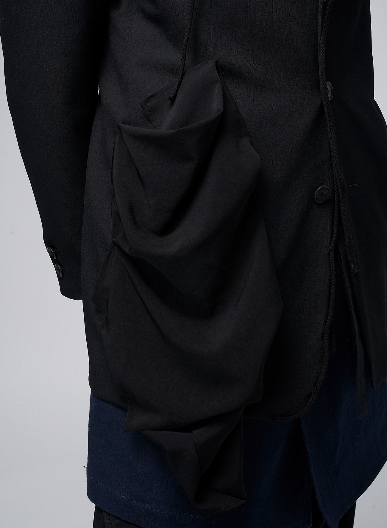 WOOL GABARDINE LEFT SIDE DRAPED JACKET