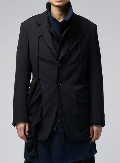 WOOL GABARDINE LEFT SIDE DRAPED JACKET