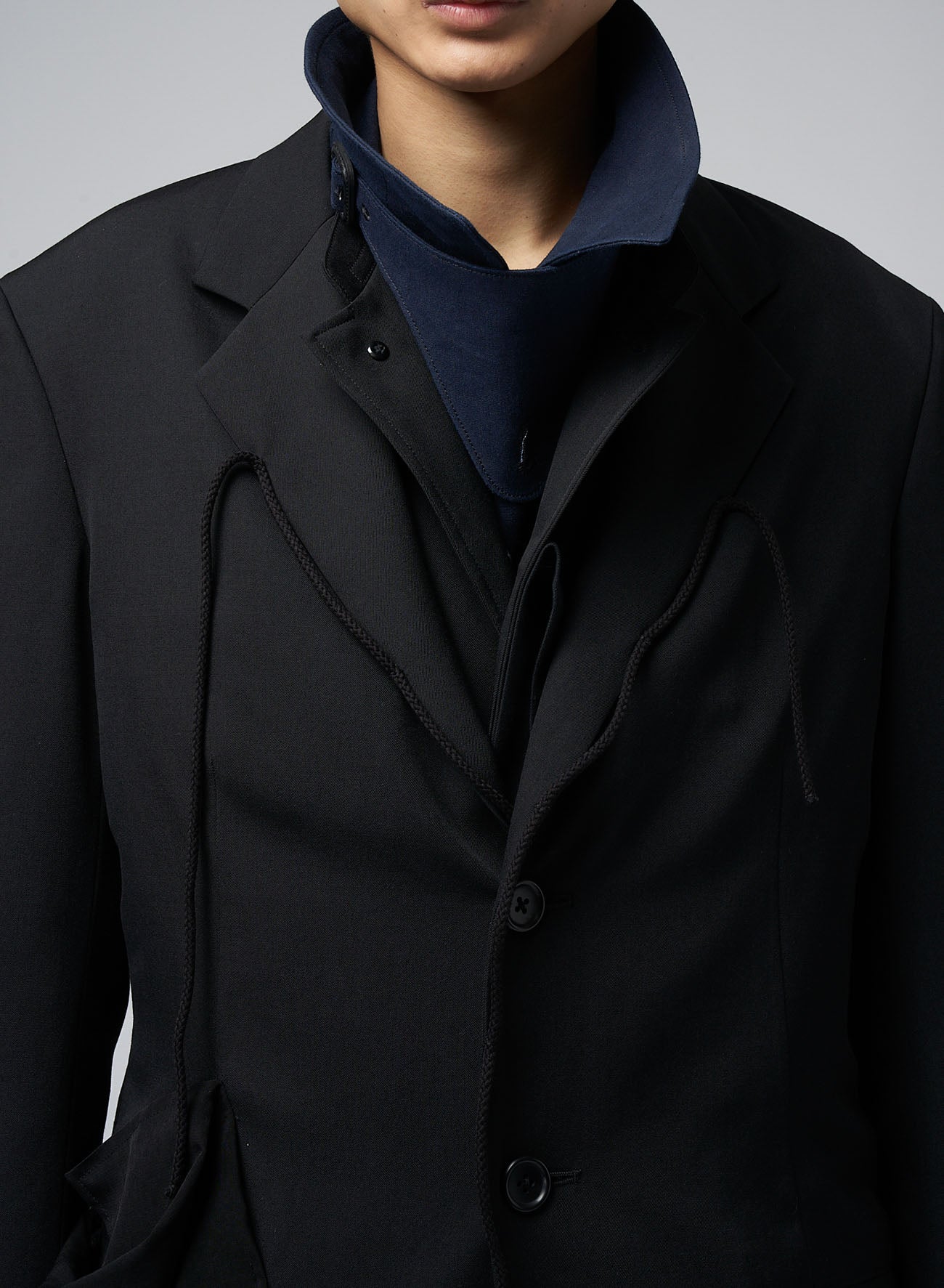 WOOL GABARDINE LEFT SIDE DRAPED JACKET