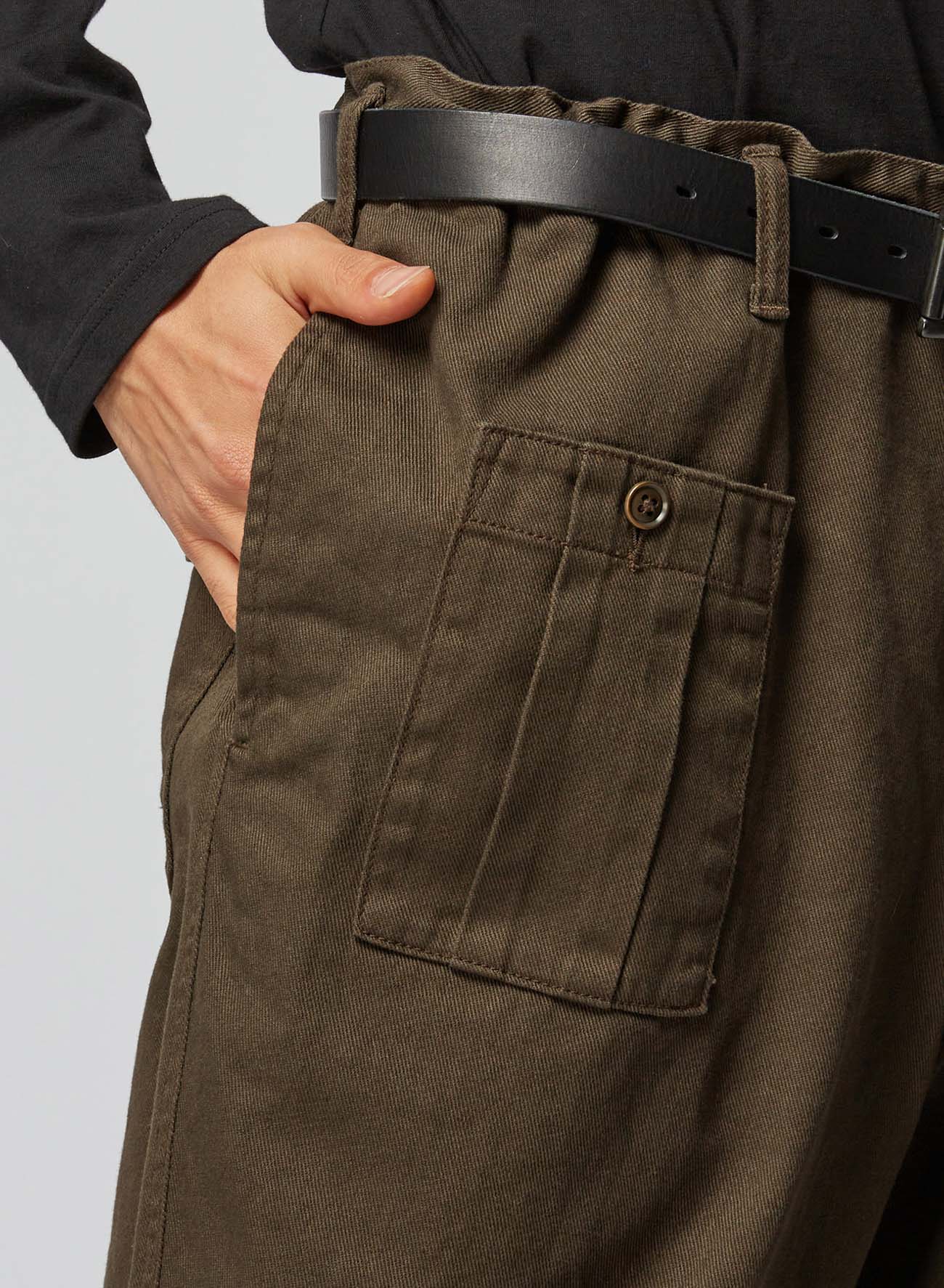 COTTON DRILL MULTI POCKET DRAWSTRING PANTS