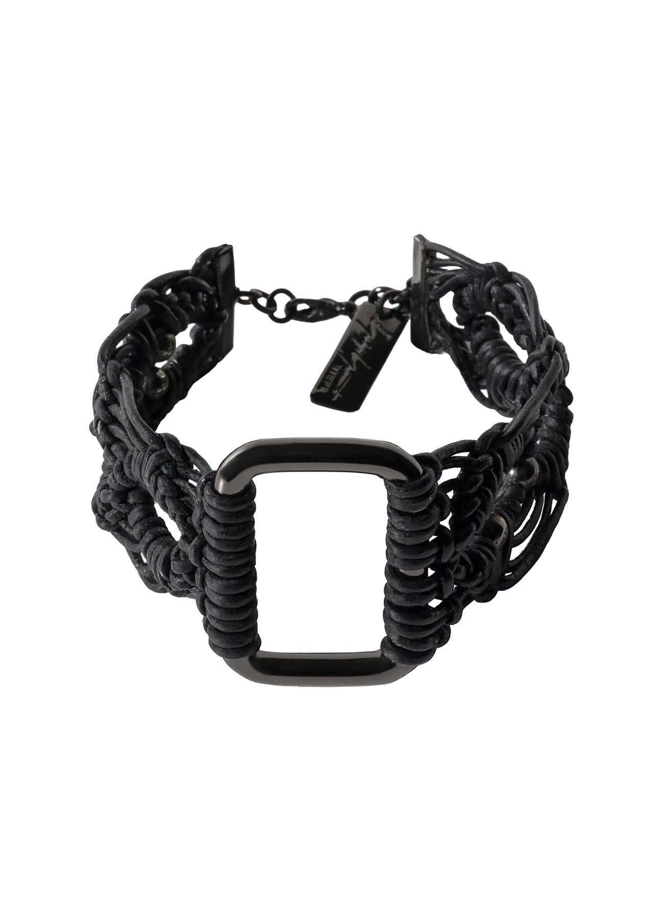 COW LEATHER/BRASS GM HARD KNOT BRACELET