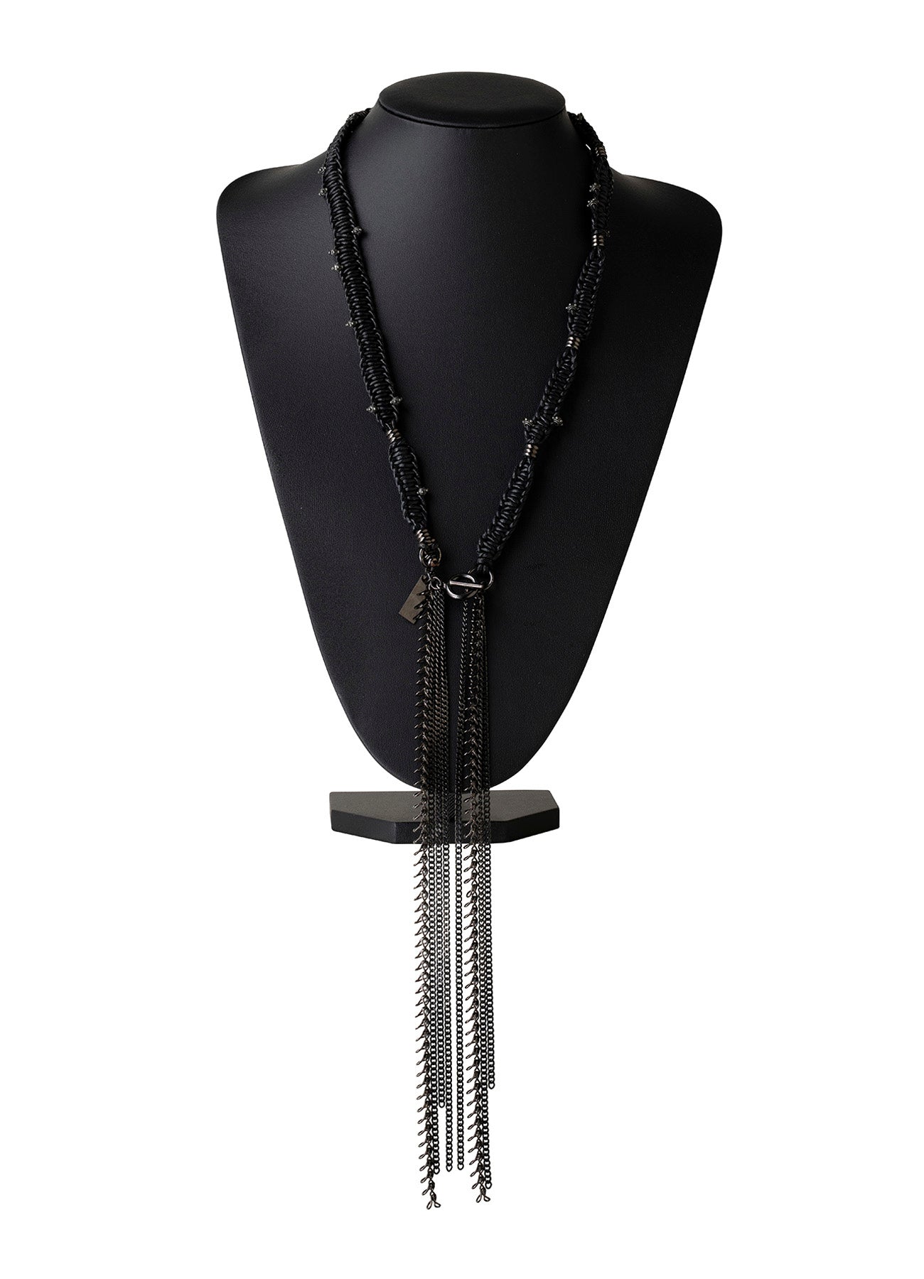 COW LEATHER/BRASS GM LINE KNOT NECKLACE