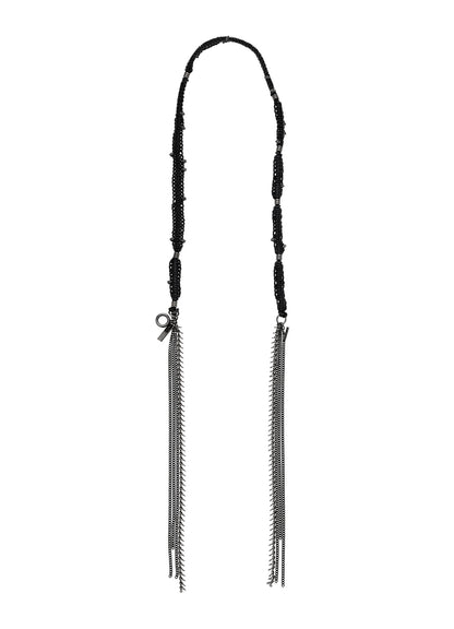 COW LEATHER/BRASS GM LINE KNOT NECKLACE