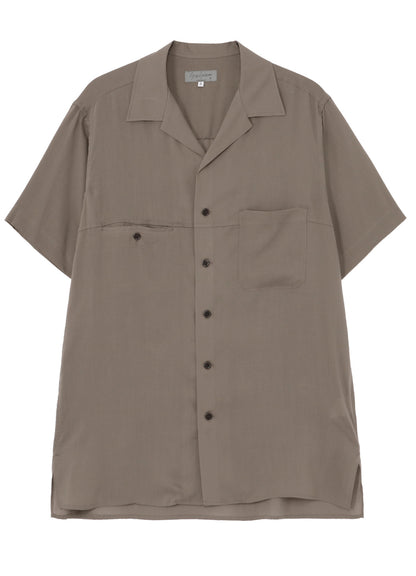 CELLLOSE LAWN PANEL OPEN COLLAR BLOUSE
