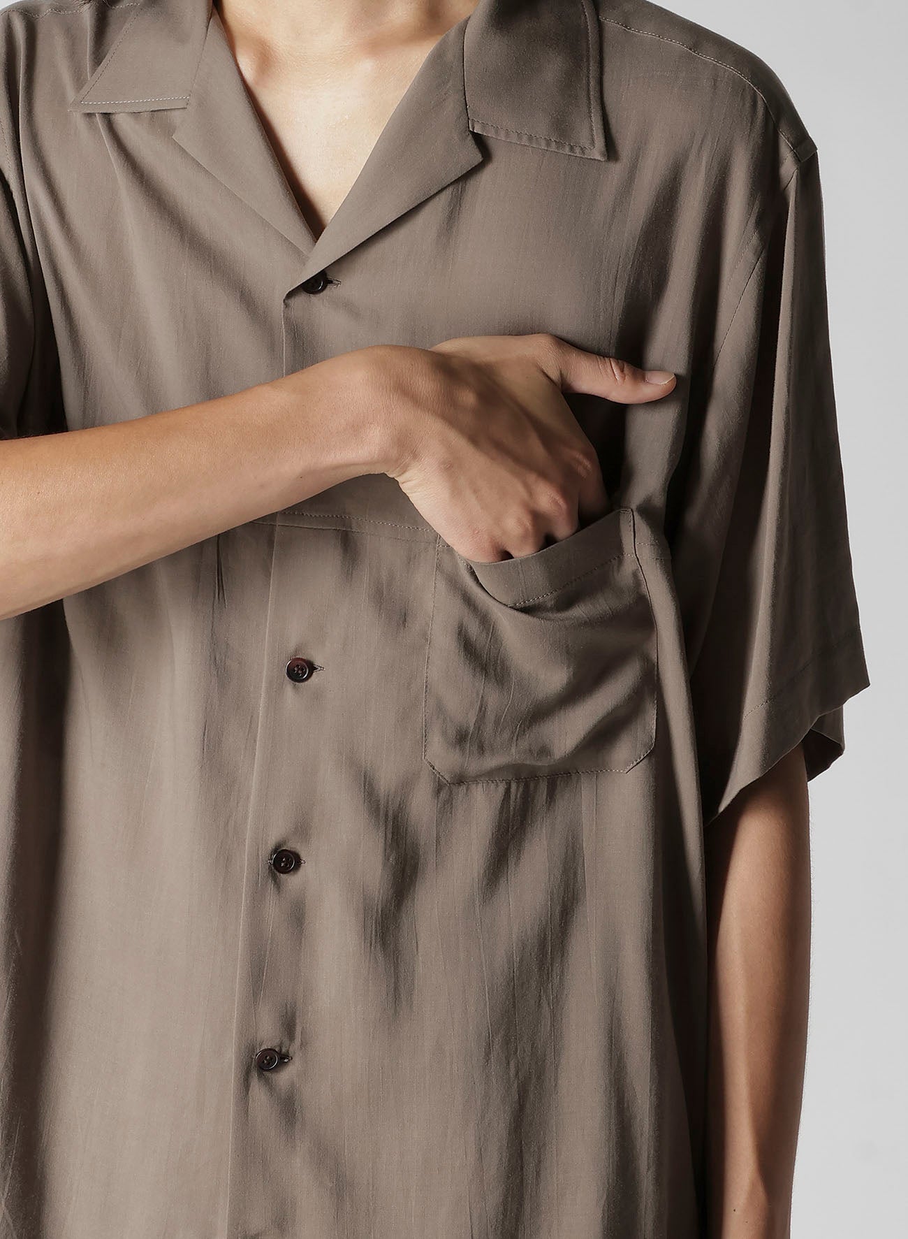 CELLLOSE LAWN PANEL OPEN COLLAR BLOUSE – THE SHOP YOHJI YAMAMOTO