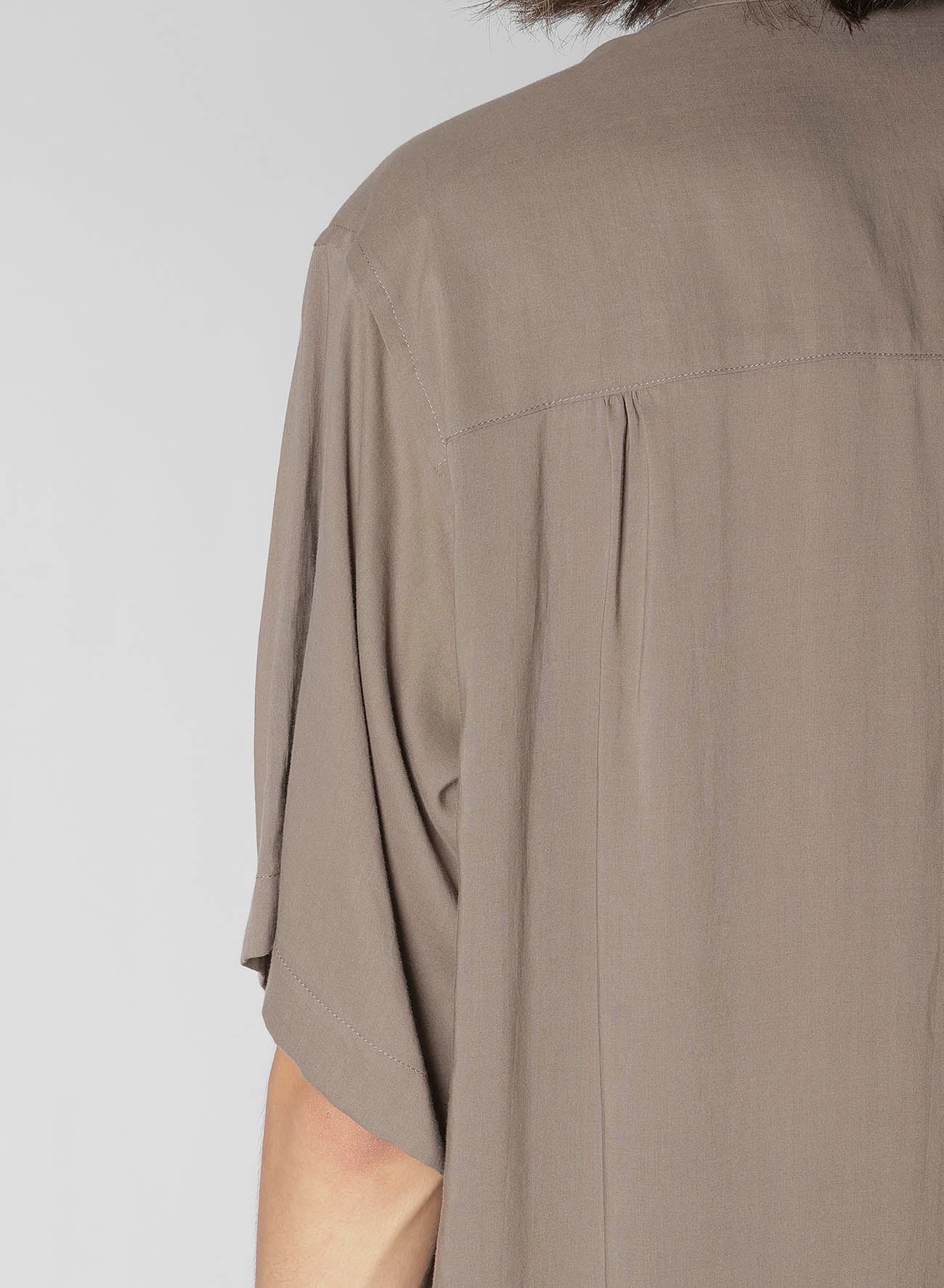 CELLLOSE LAWN PANEL OPEN COLLAR BLOUSE