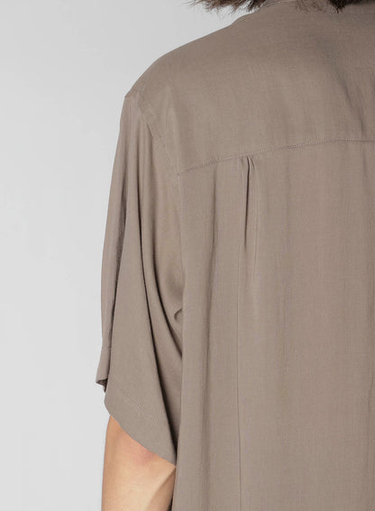 CELLLOSE LAWN PANEL OPEN COLLAR BLOUSE