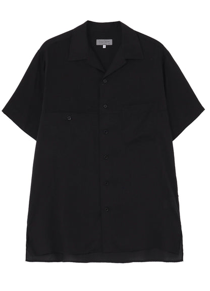 CELLLOSE LAWN PANEL OPEN COLLAR BLOUSE