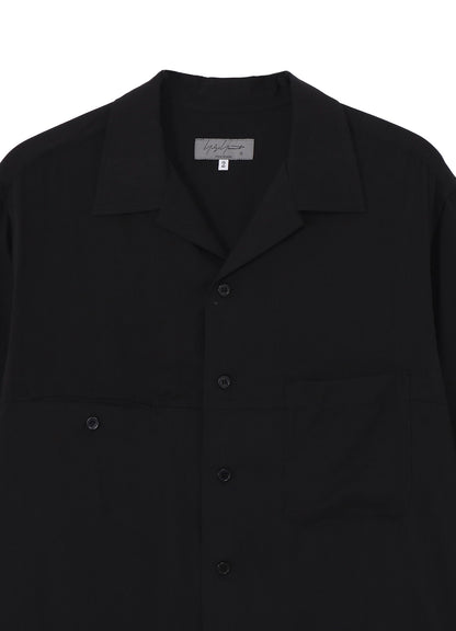 CELLLOSE LAWN PANEL OPEN COLLAR BLOUSE