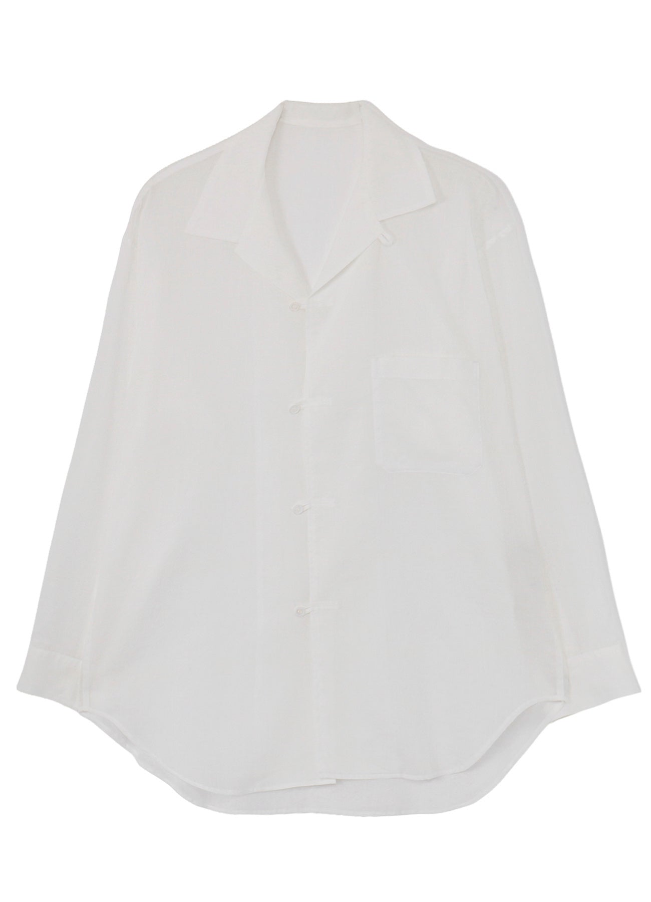 COTTON/LINEN SLAB LAWN OPEN COLLAR BLOUSE