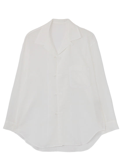 COTTON/LINEN SLAB LAWN OPEN COLLAR BLOUSE