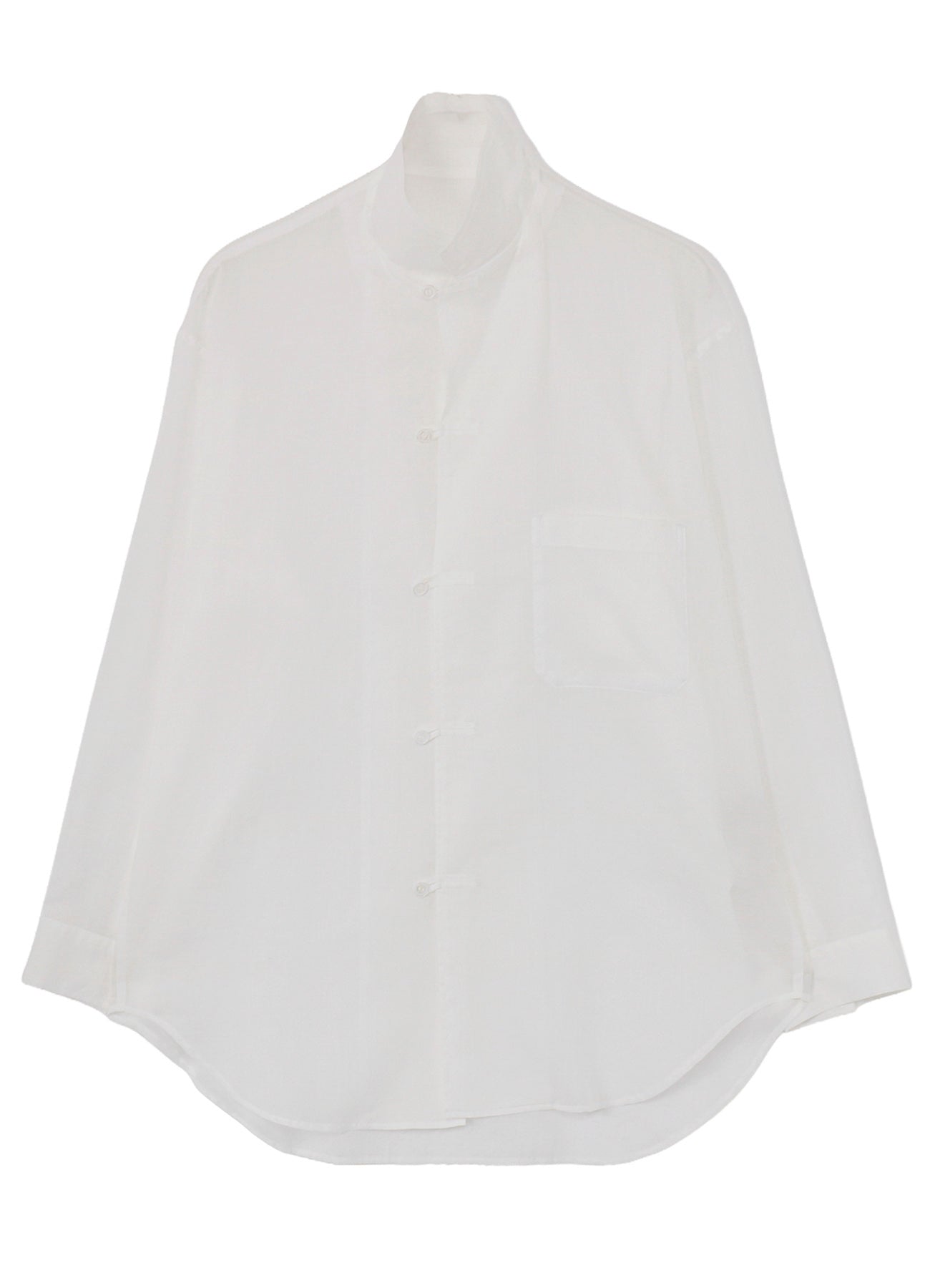 COTTON/LINEN SLAB LAWN OPEN COLLAR BLOUSE