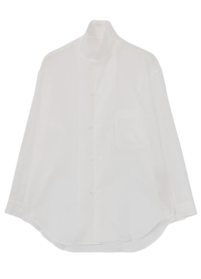 COTTON/LINEN SLAB LAWN OPEN COLLAR BLOUSE