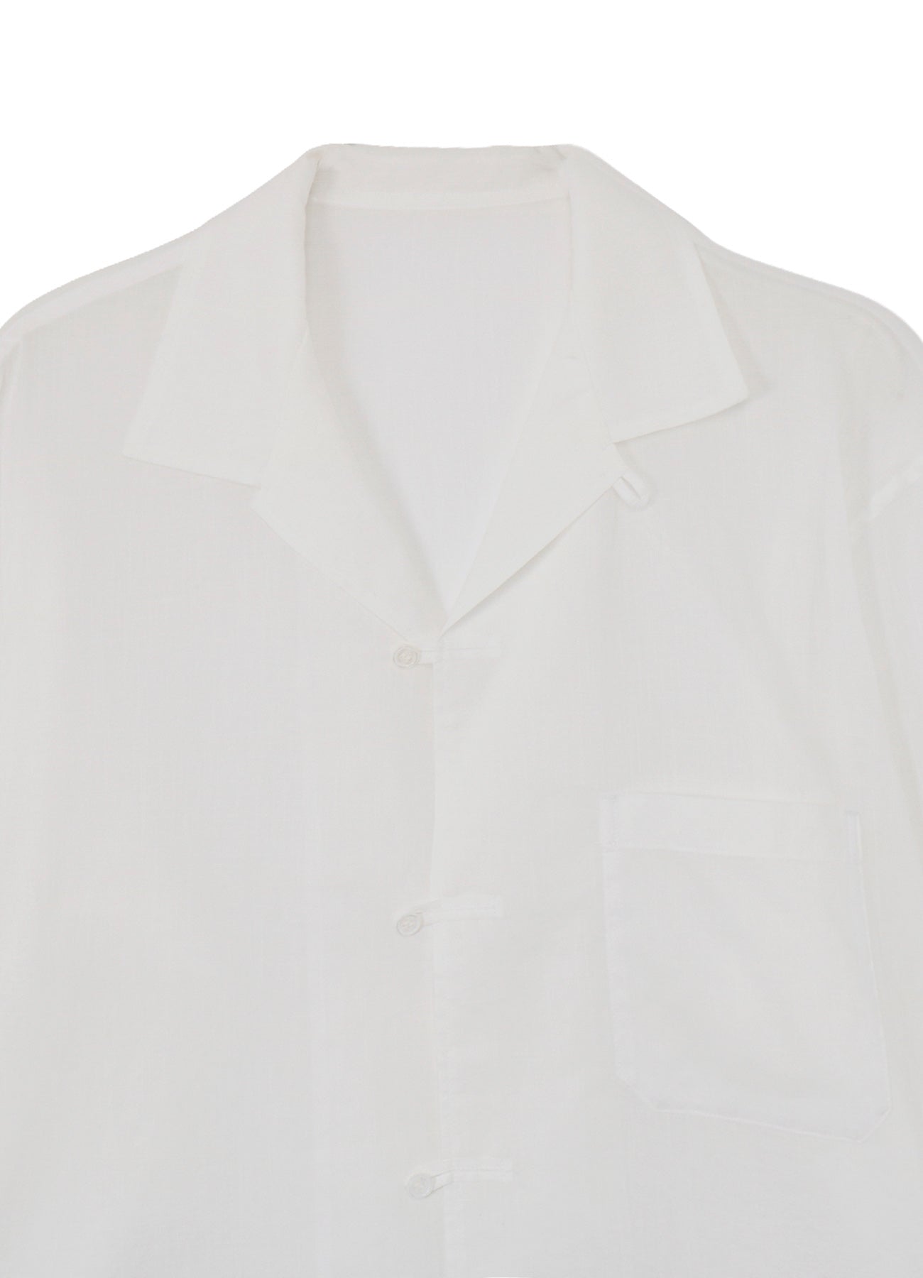 COTTON/LINEN SLAB LAWN OPEN COLLAR BLOUSE