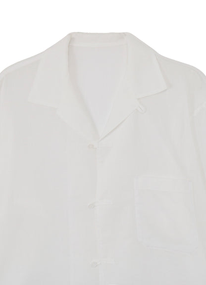 COTTON/LINEN SLAB LAWN OPEN COLLAR BLOUSE