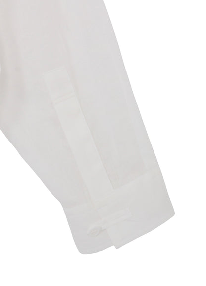 COTTON/LINEN SLAB LAWN OPEN COLLAR BLOUSE