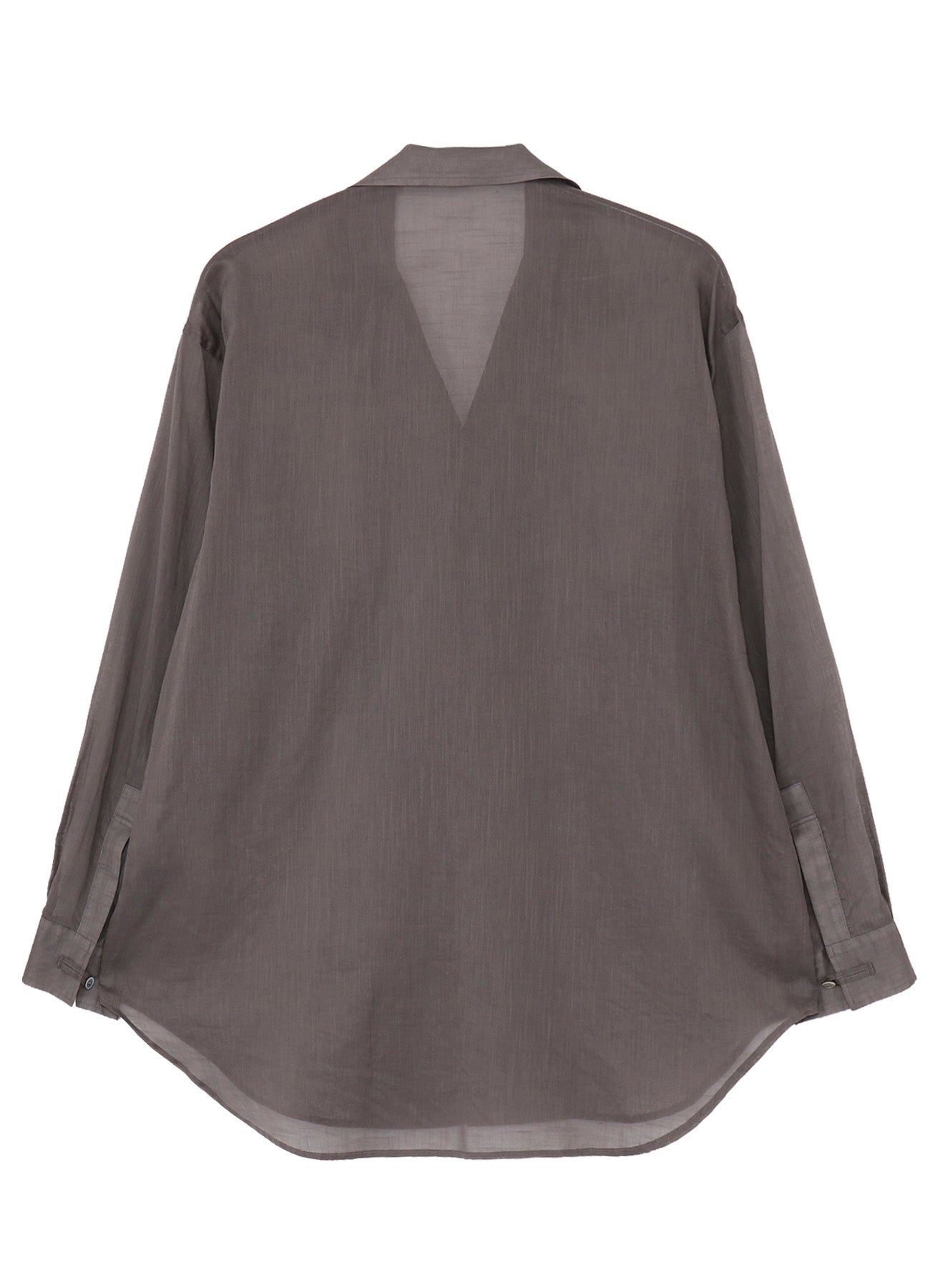 COTTON/LINEN SLAB LAWN OPEN COLLAR BLOUSE