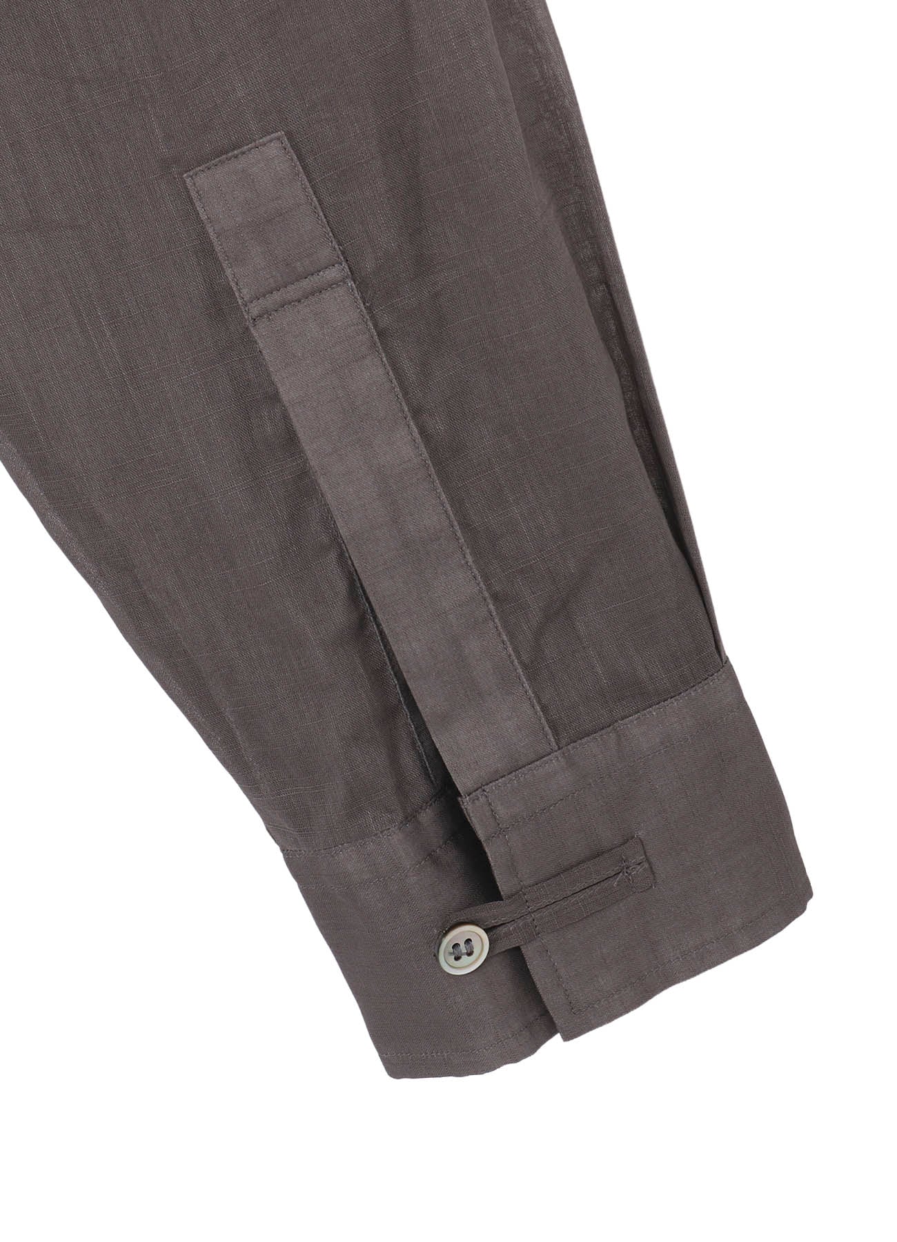 COTTON/LINEN SLAB LAWN OPEN COLLAR BLOUSE