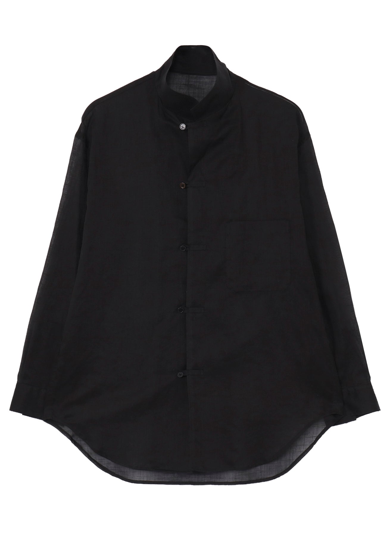 COTTON/LINEN SLAB LAWN OPEN COLLAR BLOUSE