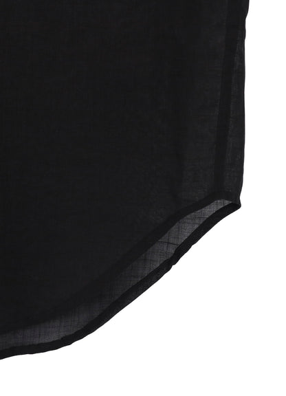 COTTON/LINEN SLAB LAWN OPEN COLLAR BLOUSE