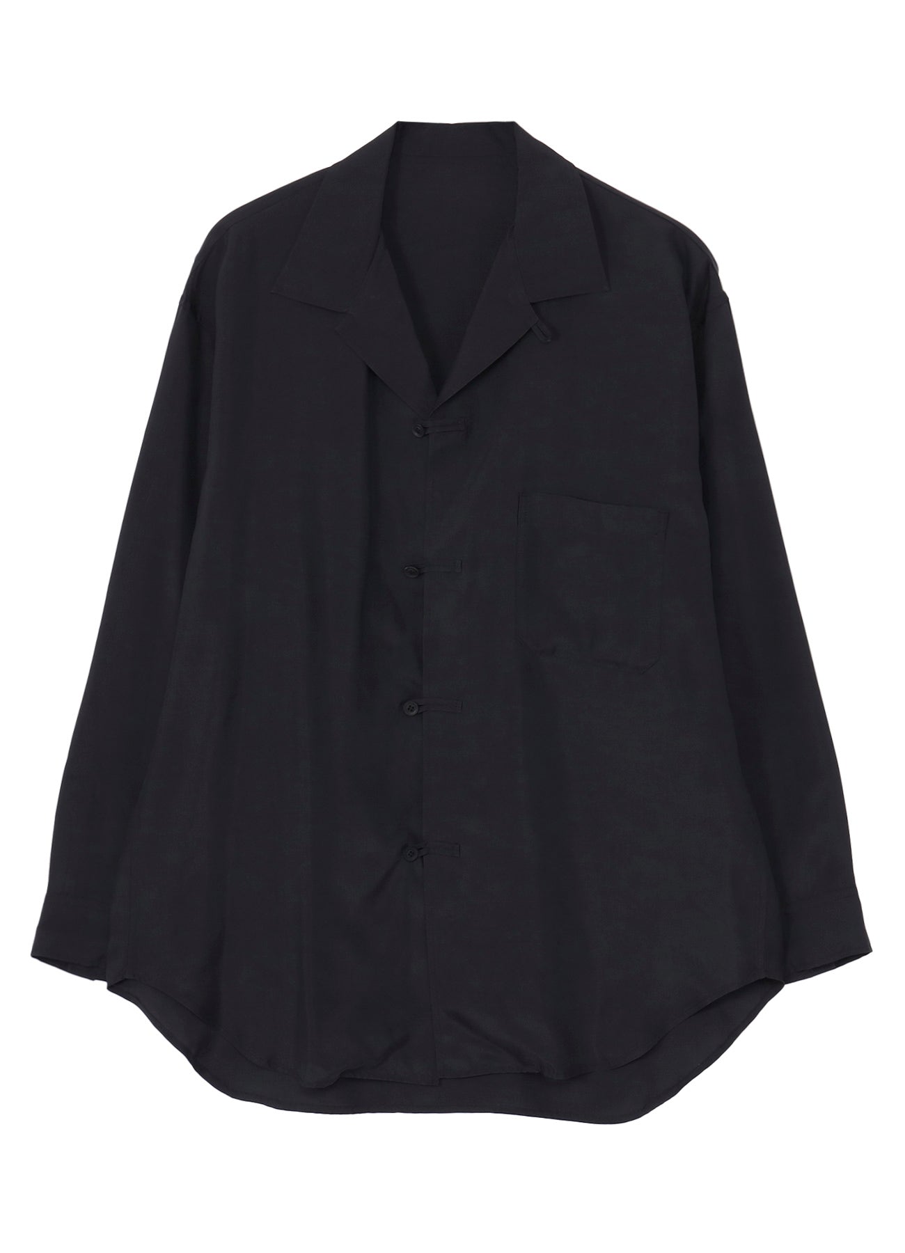 CUPRO TAFFETA LOOP OPEN COLLAR SHIRT