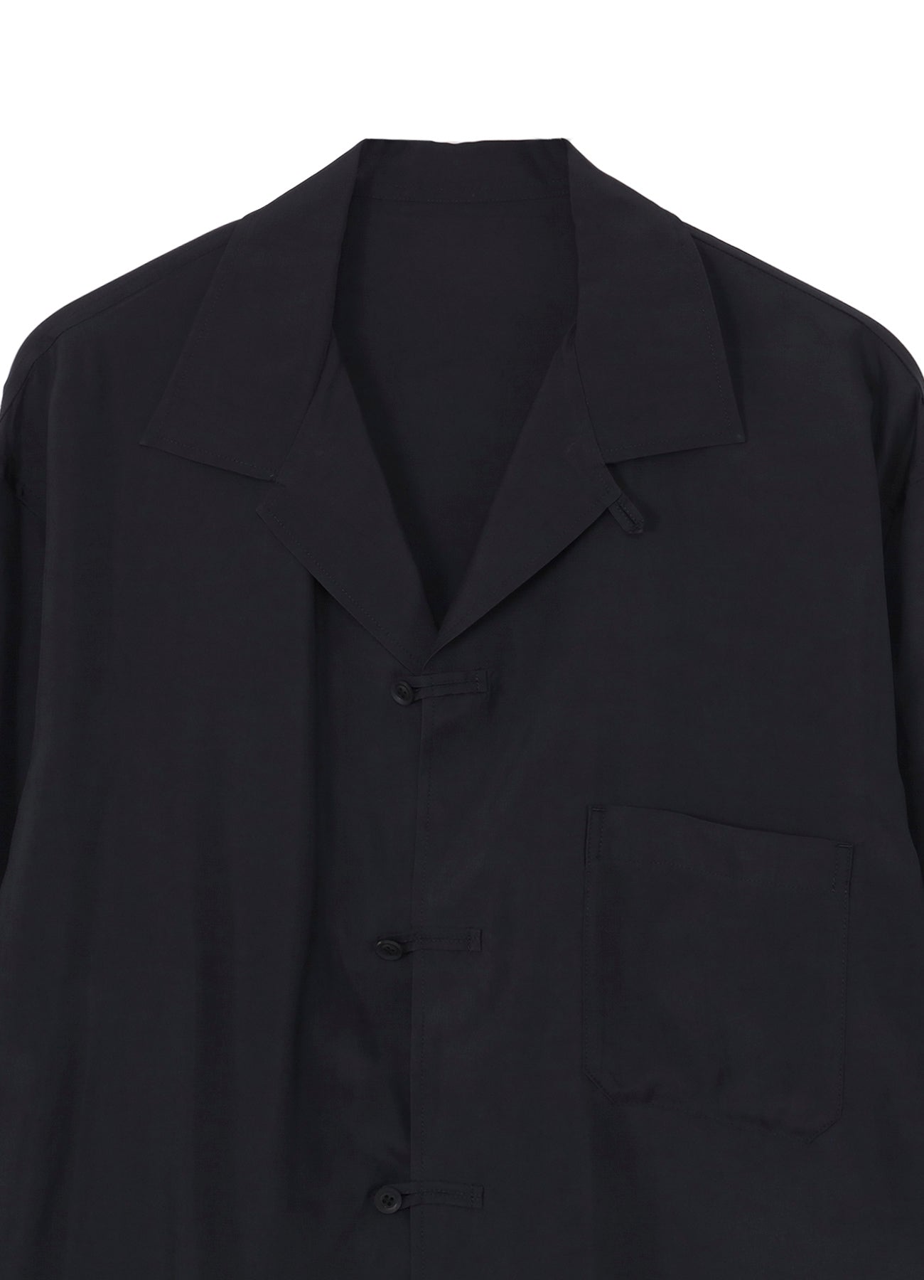 CUPRO TAFFETA LOOP OPEN COLLAR SHIRT