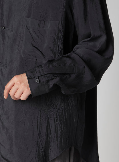 CUPRO TAFFETA LOOP OPEN COLLAR SHIRT