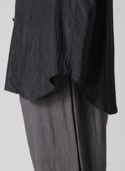 CUPRO TAFFETA LOOP OPEN COLLAR SHIRT