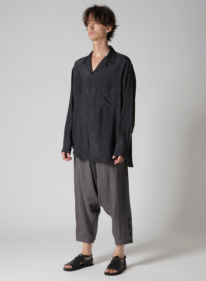 CUPRO TAFFETA LOOP OPEN COLLAR SHIRT