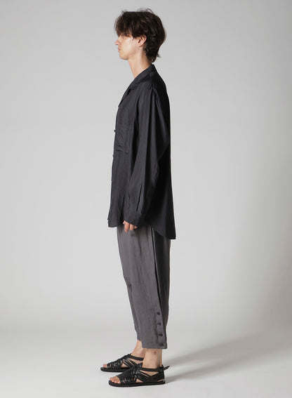 CUPRO TAFFETA LOOP OPEN COLLAR SHIRT