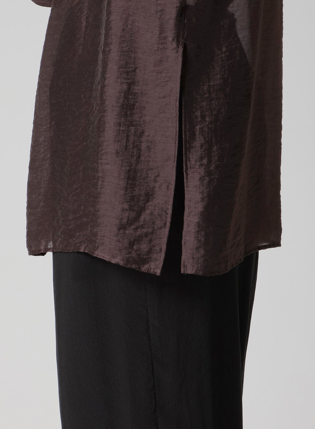 LY/NY LAWN GATHER SLEEVE STAND BLOUSE