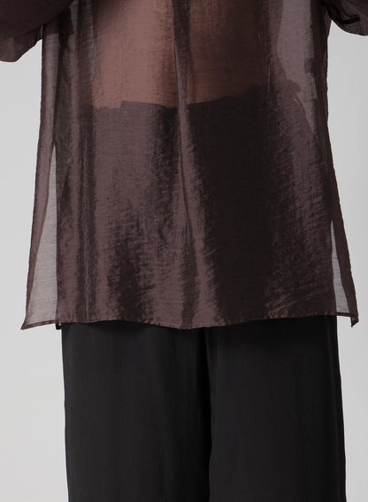 LY/NY LAWN GATHER SLEEVE STAND BLOUSE