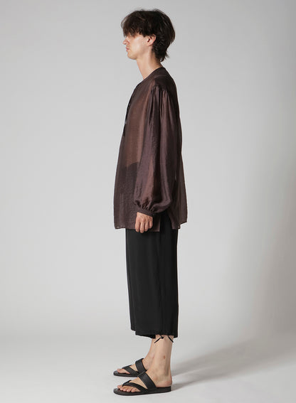 LY/NY LAWN GATHER SLEEVE STAND BLOUSE
