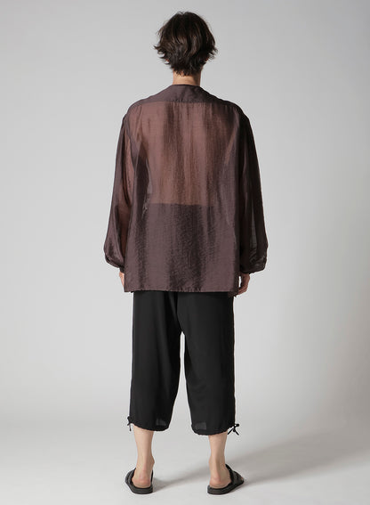 LY/NY LAWN GATHER SLEEVE STAND BLOUSE