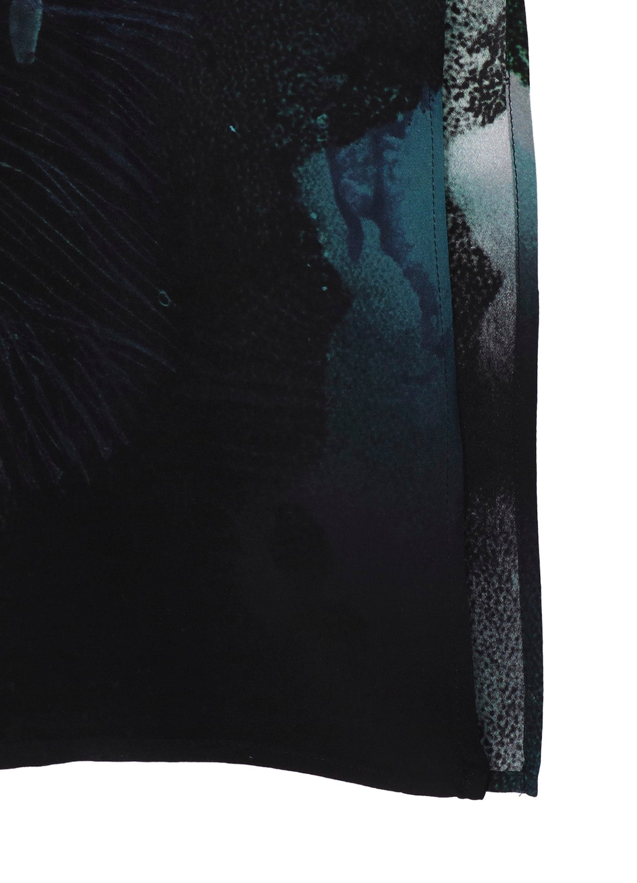 SEA MOTIF PRINTED GATHER OPEN COLLAR BLOUSE