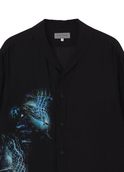 SEA MOTIF PRINTED SCARF COLLAR BLOUSE