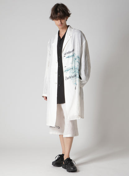 SEA MOTIF PRINTED SCARF COLLAR BLOUSE