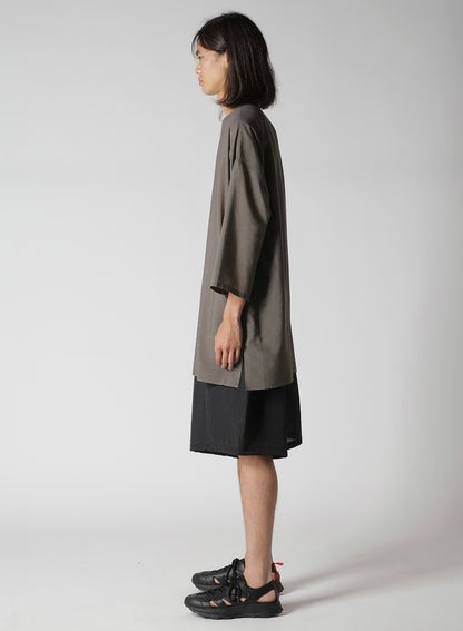 COTTON LAWN INK DYED GUESSETED COLLARLESS BLOUSE