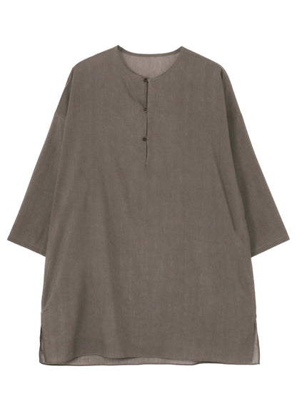 COTTON LAWN INK DYED GUESSETED COLLARLESS BLOUSE