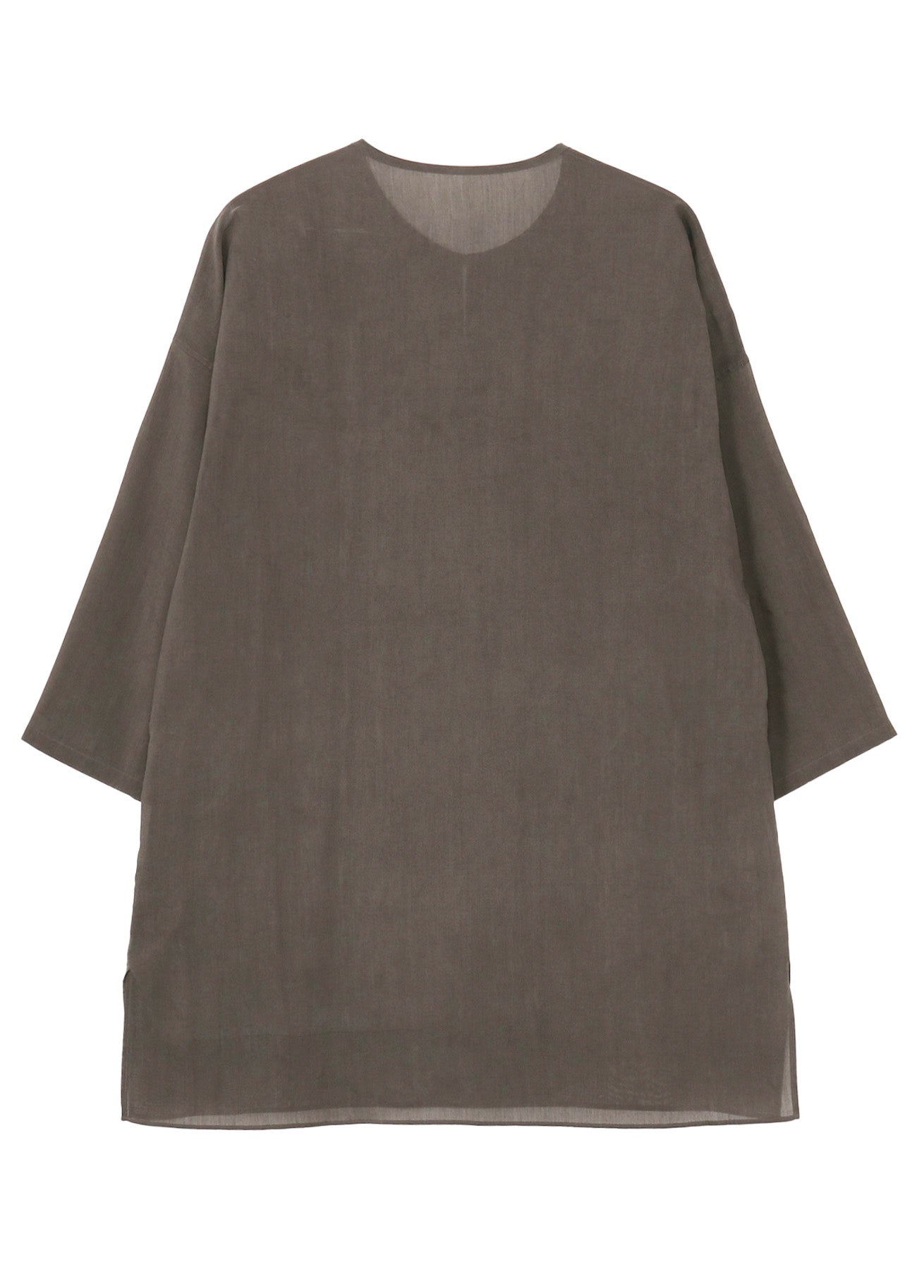 COTTON LAWN INK DYED GUESSETED COLLARLESS BLOUSE