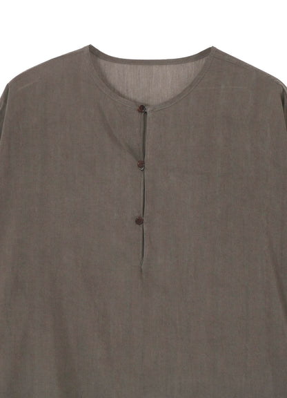 COTTON LAWN INK DYED GUESSETED COLLARLESS BLOUSE