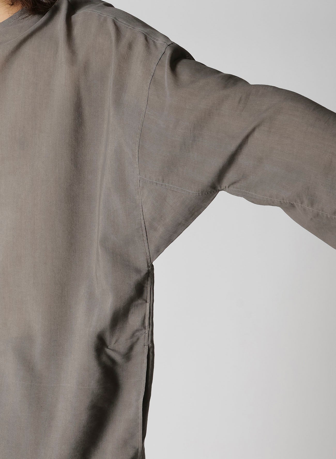 COTTON LAWN INK DYED GUESSETED COLLARLESS BLOUSE