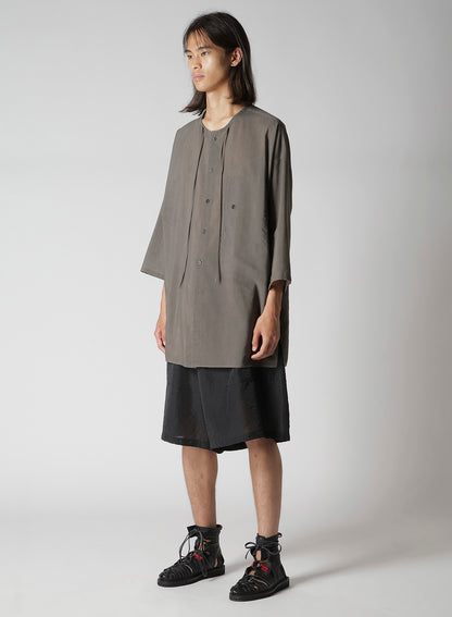 COTTON LAWN INK DYED GUESSETED STRING COLLAR BLOUSE